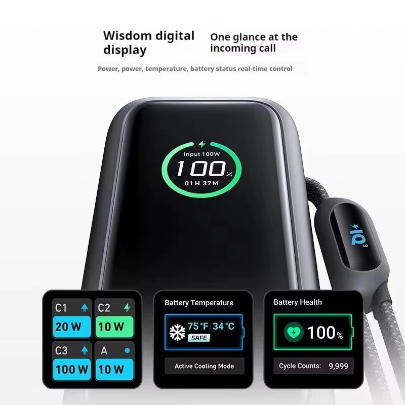 Anker Zolo 25000Mah Power Bank 165W PD Fast Charging with Built-In Retractable Cables Mobile Power for Iphone16 Macbook Laptop